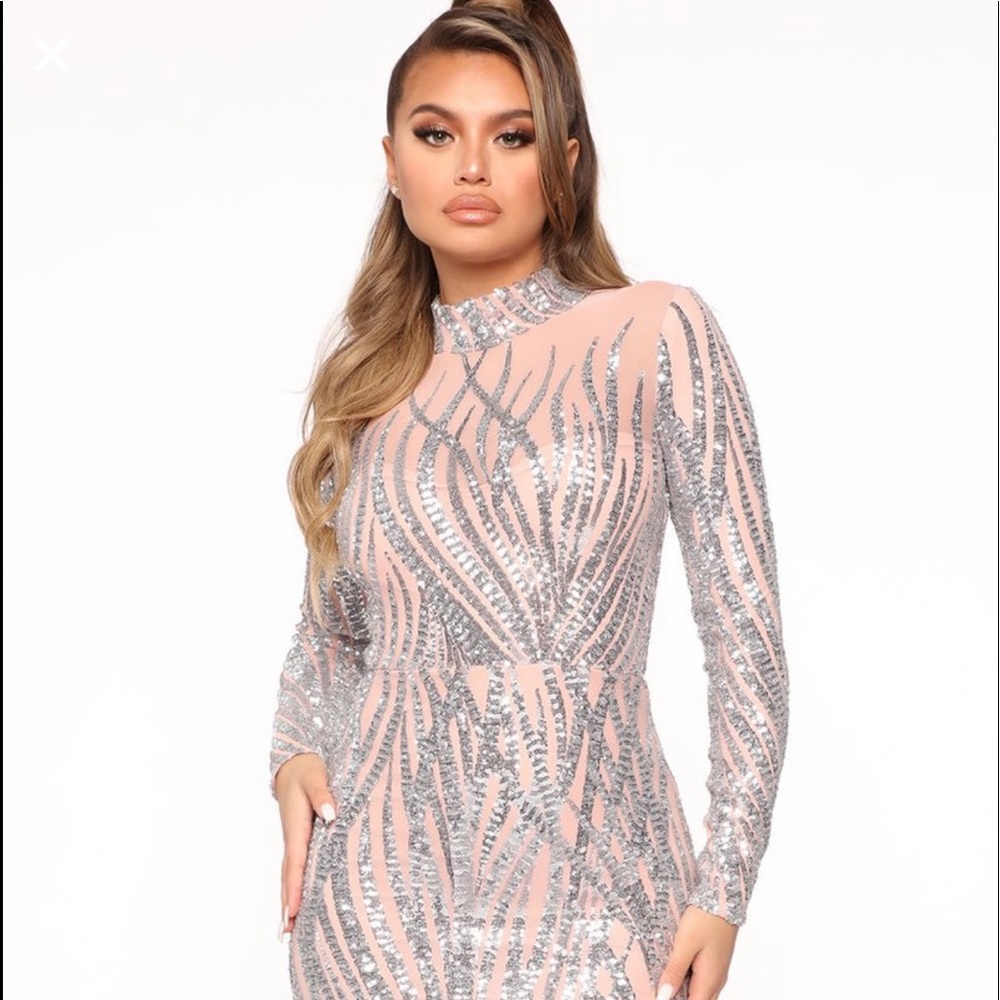 NWT Blush & Sequin Gown medium maxi dress